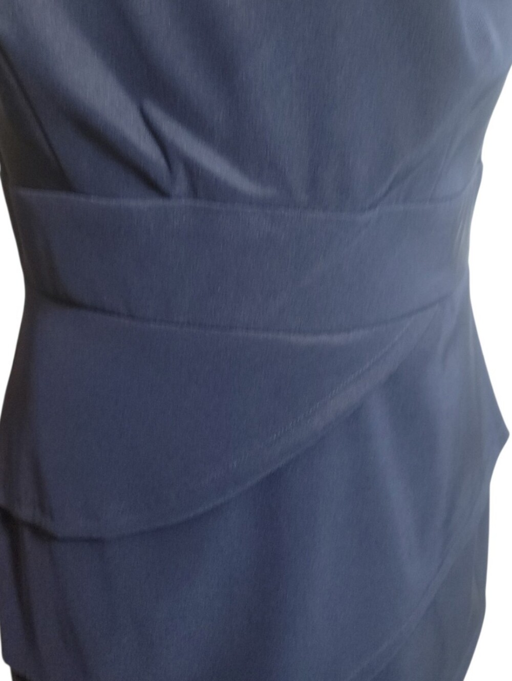 Dressbarn navy blue beaded neck sleeveless layered front sheath dress size 8 - Picture 4 of 8